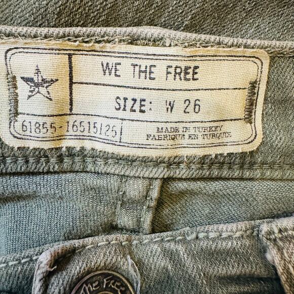 Free People Women Great Heights Fray Fringe Stretchy Cropped Ivy Green Jeans 26 - Picture 8 of 10